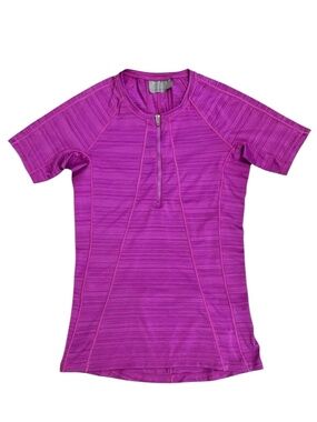 ATHLETA Jazzy Purple Pacifica UPF Tee 2 Fitted Wicking Stretch Surf 1/4 Zip XS/S